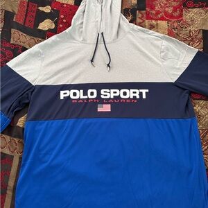 Polo Ralph Lauren Performance Polo Sport Grey/Navy/Royal Blue Colorblock Hoodie